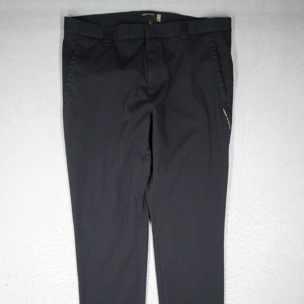 Adidas Porsche Design Sport Pants Mens XL Black Flat Front Chinos Golf 36x32